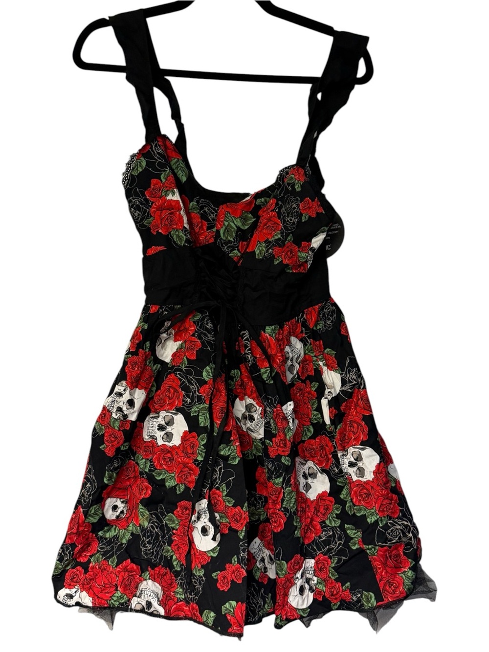 Hot Topic DOD Lace Up Skull Rose Gothic Dress NWT Medium